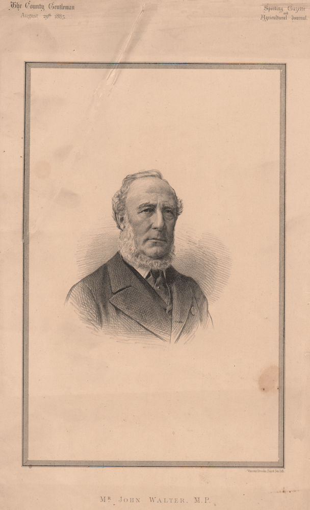 Mr. John Walter, M.P 1885 old antique vintage print picture